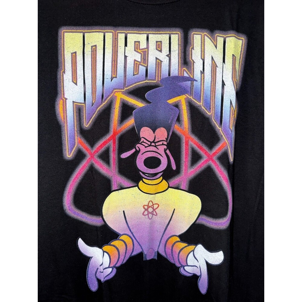 Vtg Disney A Goofy Movie Powerline T Shirt XL Black Retro Concert Graphic Tee
